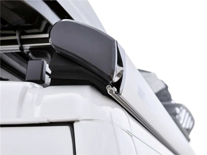 Thule 6300 Anthracite Roof Mount Awning Mystic Grey - 3.50m close-up view of the awning mounted on a vehicle.
