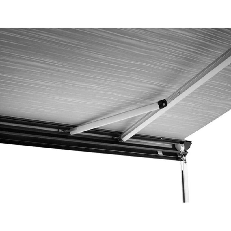 Thule 6300 Anthracite Roof Mount Awning Mystic Grey - 3.75m underside view showcasing sturdy spring arms and fabric tensioning.