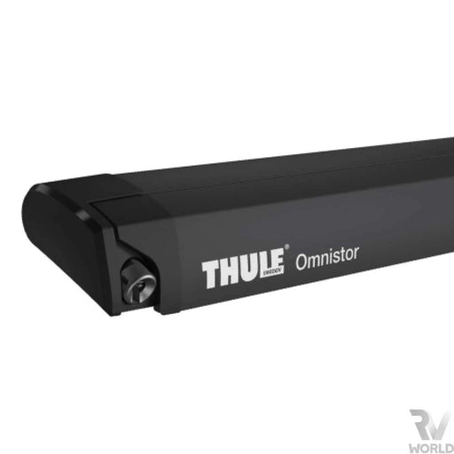 Thule 6300 Anthracite Roof Mount Awning Mystic Grey - 3.25m view of the anthracite cassette case with Omnistor branding.