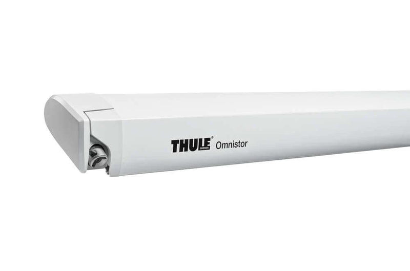 Thule 9200 Anodised Awning 5.0m X 3.0m Reach Mystic Grey mounted to a vehicle with a sleek grey finish.