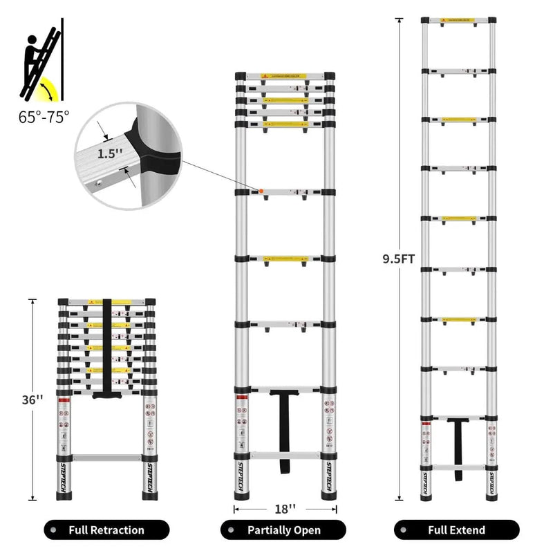 Ladder Telescopic Aluminium Extension Ladder 2.9m by Kiwi Grab