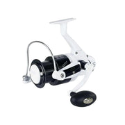 Tica Ezi-Surf ES8000 1RRB+1RB Surf Reel showcasing a smooth white and black design ideal for budget surf fishing.