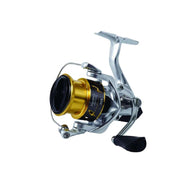 Tica PerfPro PR2500 fishing reel showcasing gold and black design, featuring aluminum spool and anti-reverse bearing.