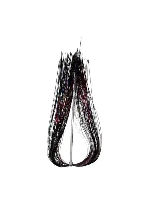 Tinsel Flash Tying Material featuring shiny strands for fishing in murky waters and low light conditions.