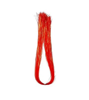 Tinsel Flash Tying Material in vibrant red, perfect for attracting fish in low light and murky waters.