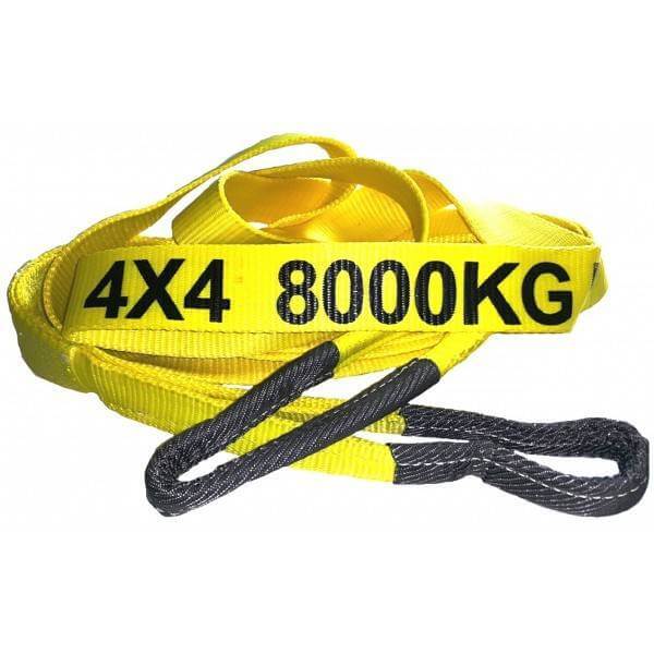 8T Titan Nylon Recovery Strap x 6m in yellow, 8000kg capacity, designed for 4WD recovery needs.