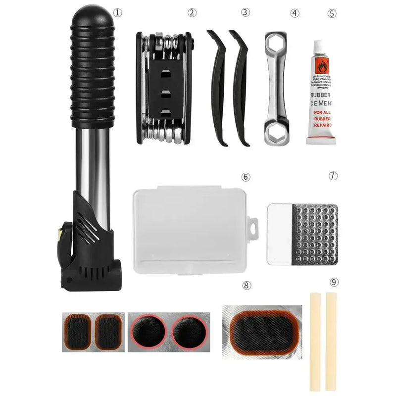 Habicare Multifunctional Bicycle Repair Tool Kit with Pump Multifunctional Bicycle Repair Tool Kit with Pump