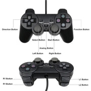 Transparent Blue PS2 Wired Controller – Dual Vibration (different colours available) by Habicare
