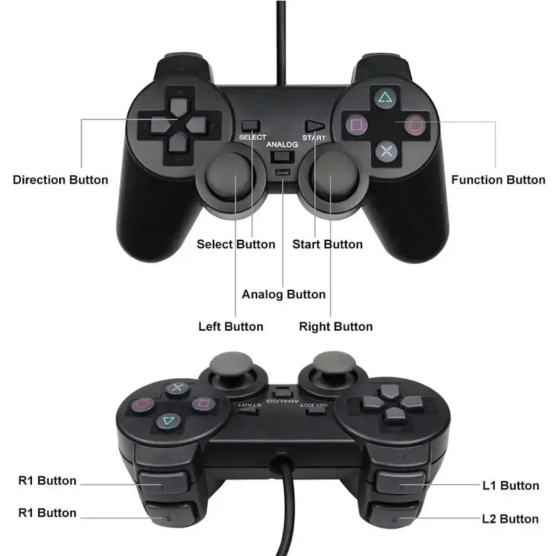 Transparent Blue PS2 Wired Controller – Dual Vibration (different colours available) by Habicare