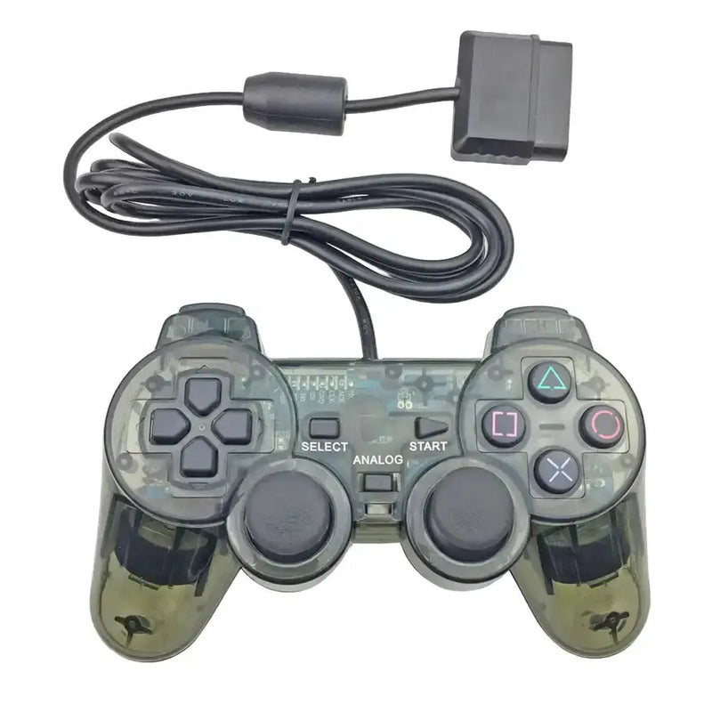 Transparent Blue PS2 Wired Controller – Dual Vibration (different colours available) by Habicare