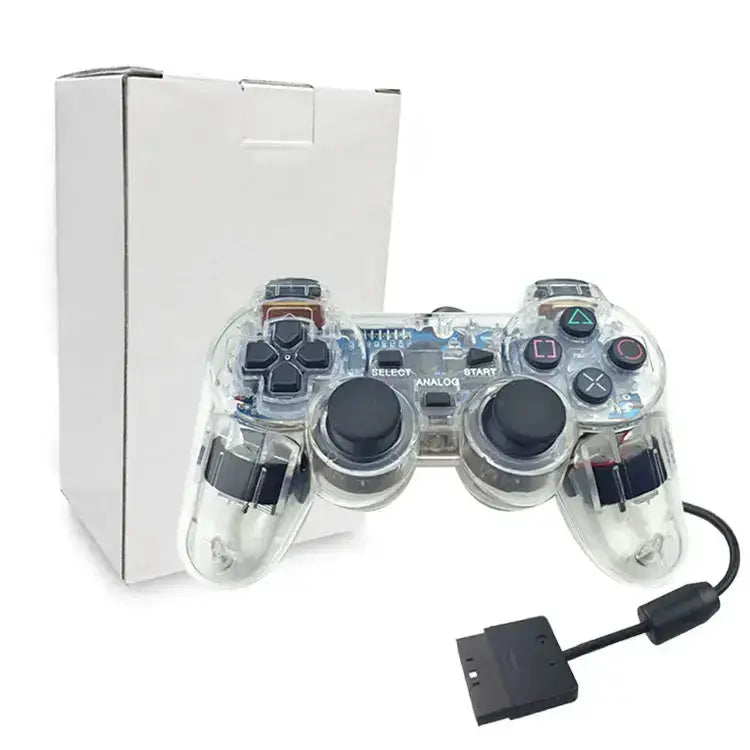 Transparent Blue PS2 Wired Controller – Dual Vibration (different colours available) by Habicare