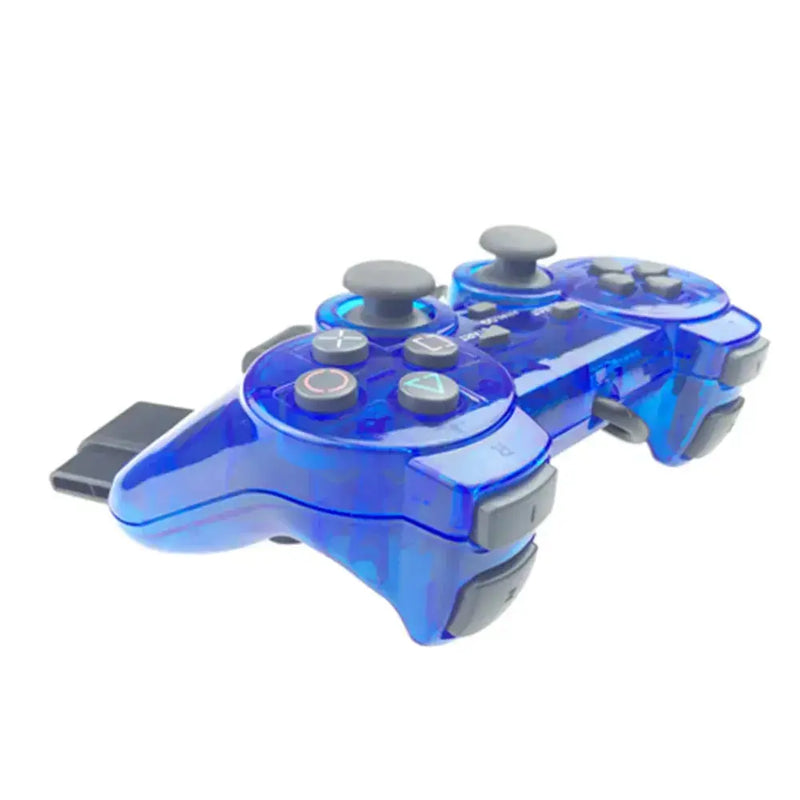 Transparent Blue PS2 Wired Controller – Dual Vibration (different colours available) by Habicare