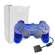 Transparent Blue PS2 Wired Controller – Dual Vibration (different colours available) by Habicare