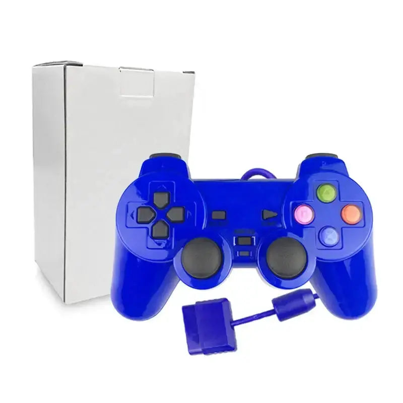Transparent Blue PS2 Wired Controller – Dual Vibration (different colours available) by Habicare