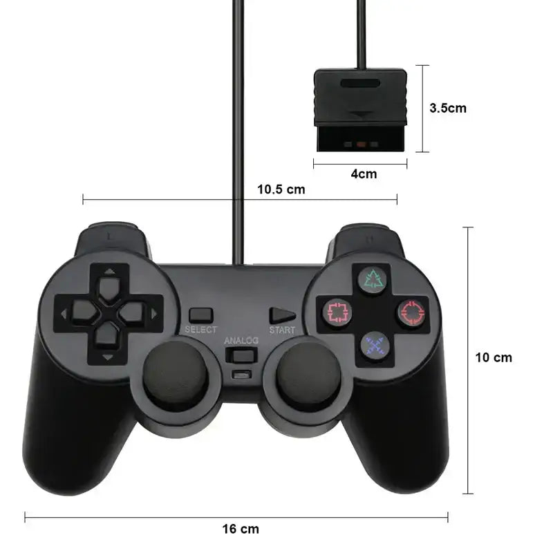 Transparent Blue PS2 Wired Controller – Dual Vibration (different colours available) by Habicare