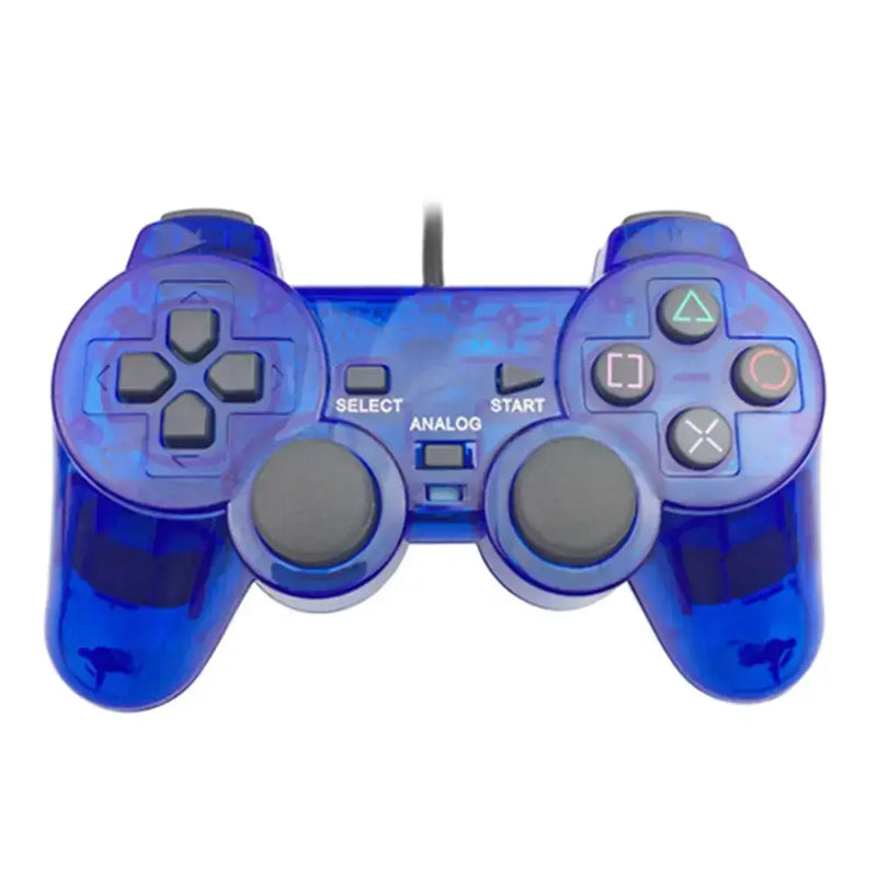 Transparent Blue PS2 Wired Controller – Dual Vibration (different colours available) by Habicare