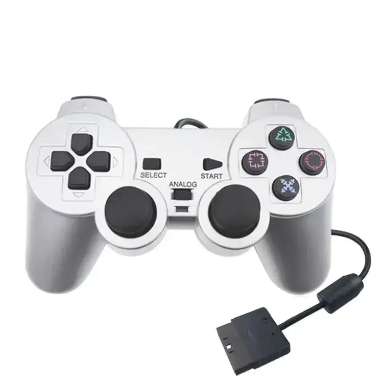 Transparent Blue PS2 Wired Controller – Dual Vibration (different colours available) by Habicare