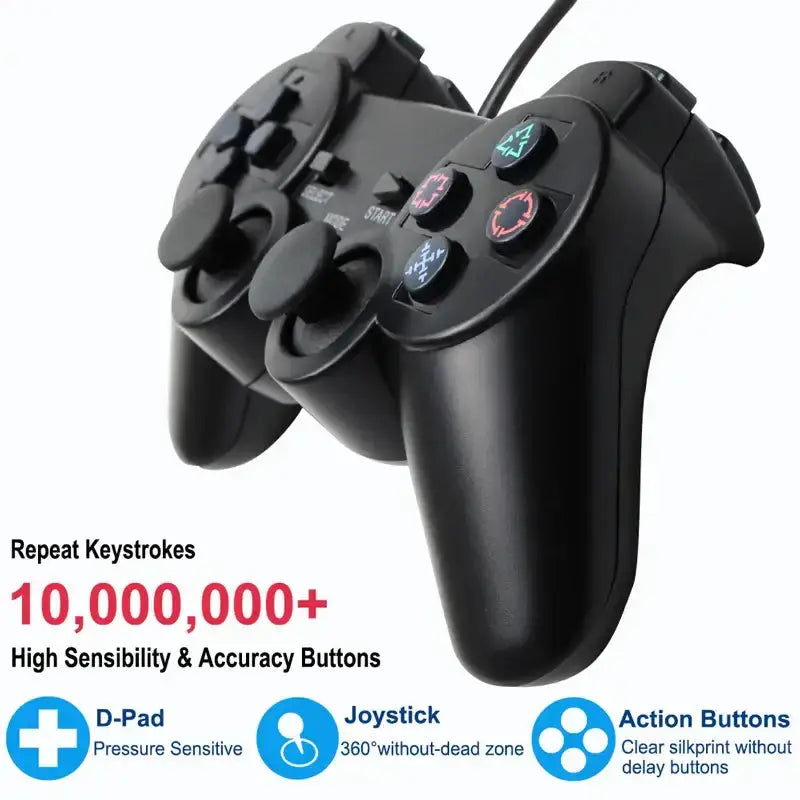 Transparent Blue PS2 Wired Controller – Dual Vibration (different colours available) by Habicare