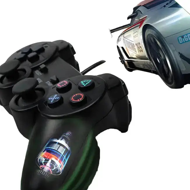 Transparent Blue PS2 Wired Controller – Dual Vibration (different colours available) by Habicare