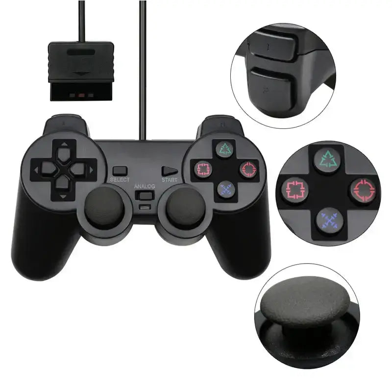 Transparent Blue PS2 Wired Controller – Dual Vibration (different colours available) by Habicare
