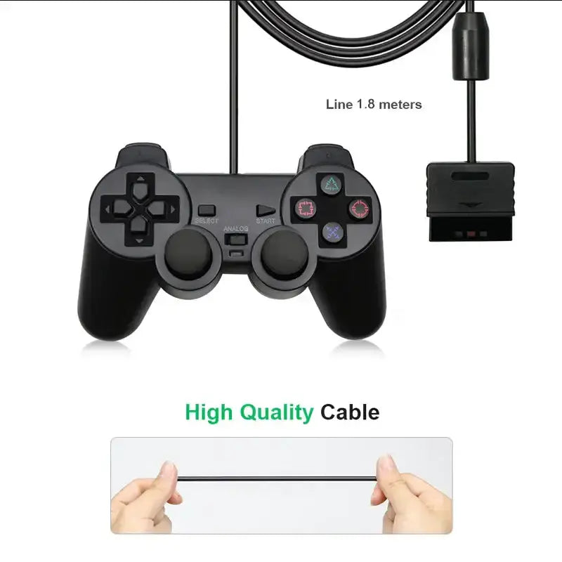 Transparent Blue PS2 Wired Controller – Dual Vibration (different colours available) by Habicare