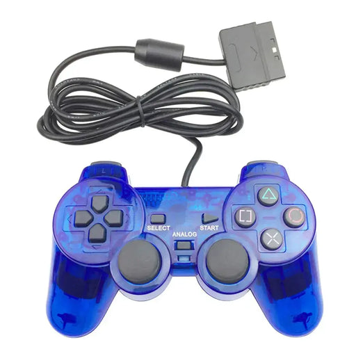 Transparent Blue PS2 Wired Controller – Dual Vibration (different colours available) by Habicare