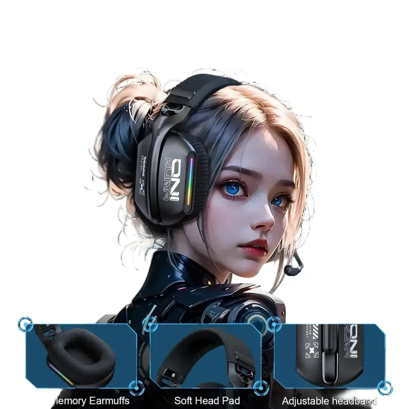 Tri-Mode RGB Gaming Headset – 2.4G Wireless & Wired, Long Life by Habicare