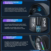 Tri-Mode RGB Gaming Headset – 2.4G Wireless & Wired, Long Life by Habicare