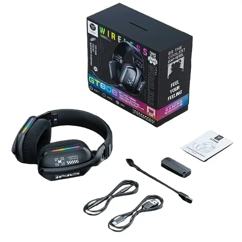 Tri-Mode RGB Gaming Headset – 2.4G Wireless & Wired, Long Life by Habicare