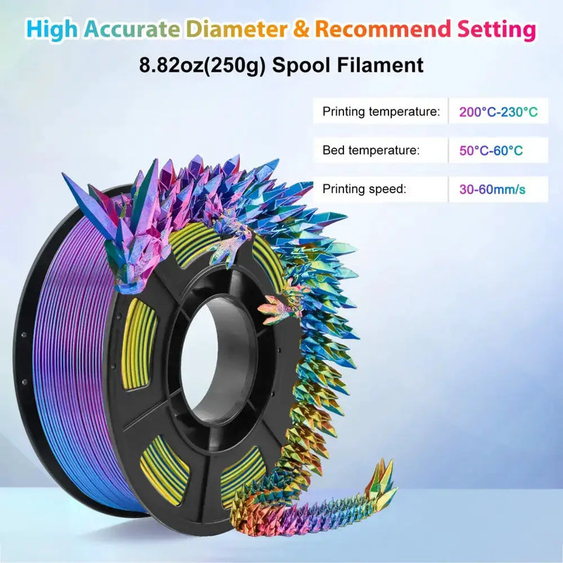 Tricolour Silk PLA 3D Printer Filament 1.75mm (250g) by Habicare