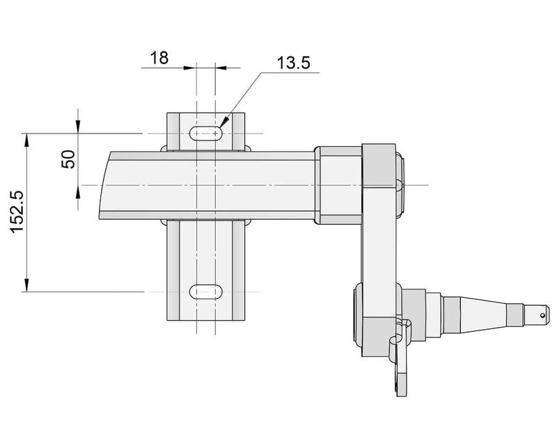 Full Beam Duratorque, 1750kg, Straight Beam, Low-Rider detailed technical drawing with measurements.