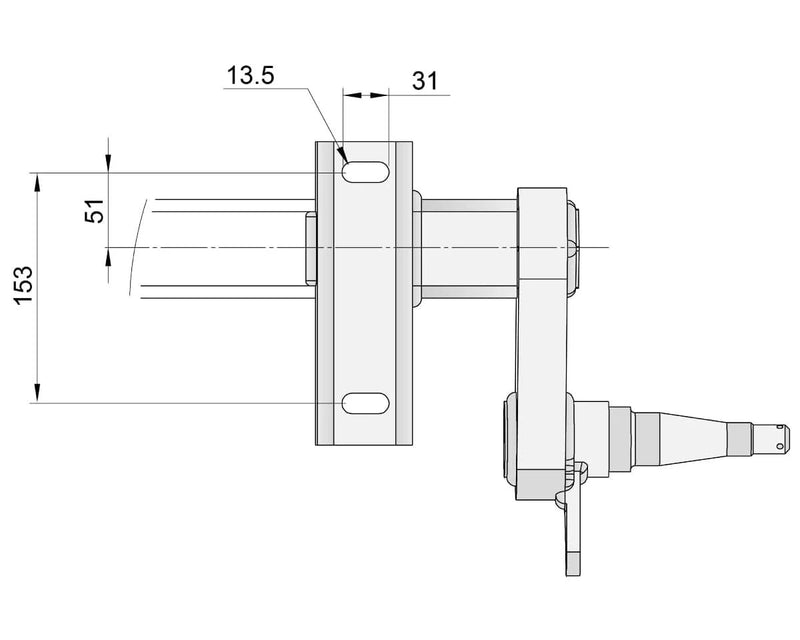 Full Beam Duratorque, 1750kg, Top Hat technical drawing with dimensions.