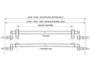 Full Beam Duratorque, 2200kg, for 12" Electric Hub technical drawing showing top and front/rear views.
