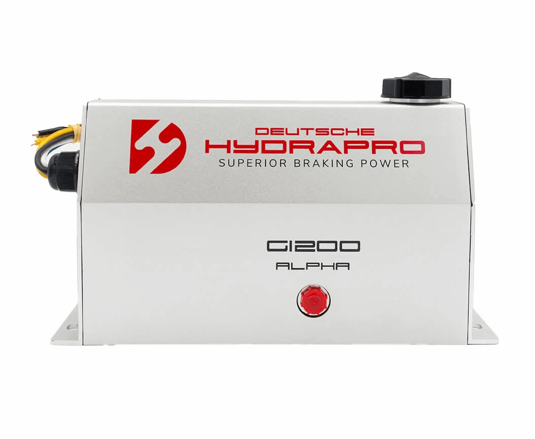 Hydrapro Alpha G1200 braking system with weatherproof anodized alloy case and high-powered DC motor.