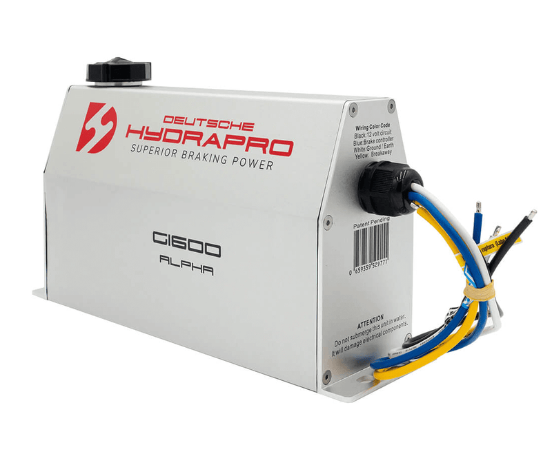 Hydrapro Alpha G1600 brake actuator with weatherproof alloy case and wiring connections for reliable performance.