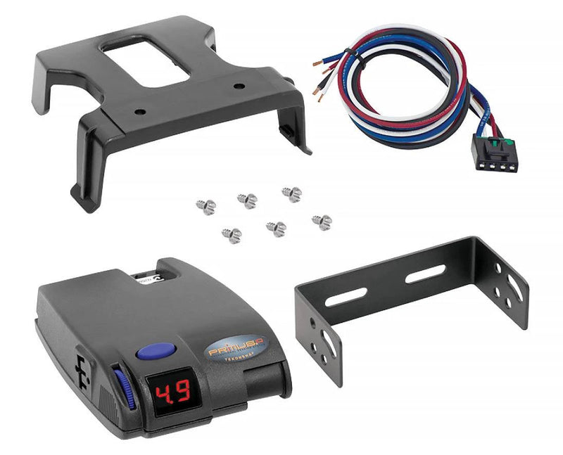 Tekonsha Primus IQ brake controller components including mounting bracket and wires for electric trailer brake.
