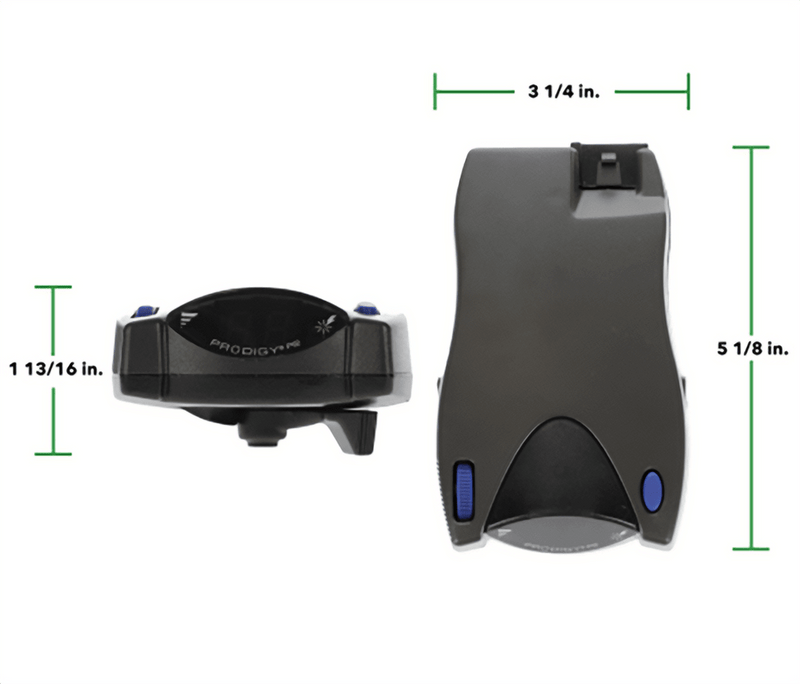 Tekonsha Prodigy P2 Vehicle Mounted Brake Controller with dimensions and features.