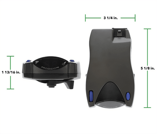 Tekonsha Prodigy P2 Vehicle Mounted Brake Controller with dimensions and features.