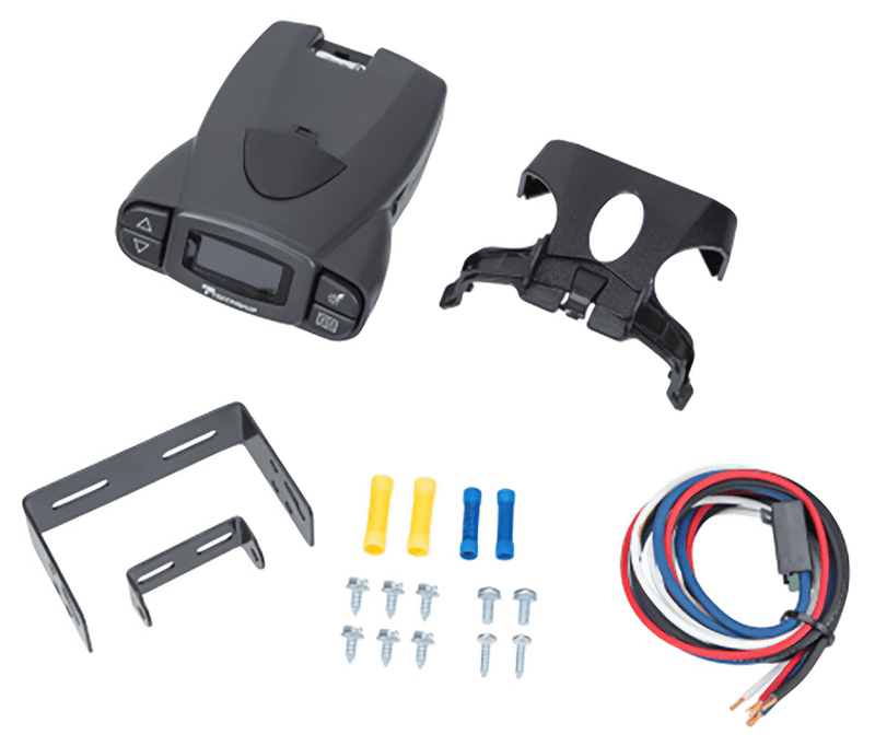 Tekonsha Prodigy P3 brake controller and accessories including mounting bracket and wiring components