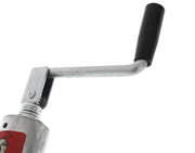 Jockey Stand - 500kg T303120 folding handle detail showing pivot point and black rubber grip.