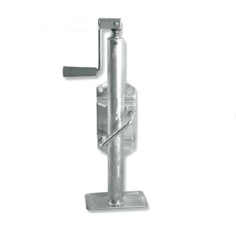Jockey Stand Flat Foot Folding Handle 350kg - Galvanized finish with folding handle and flat foot design.