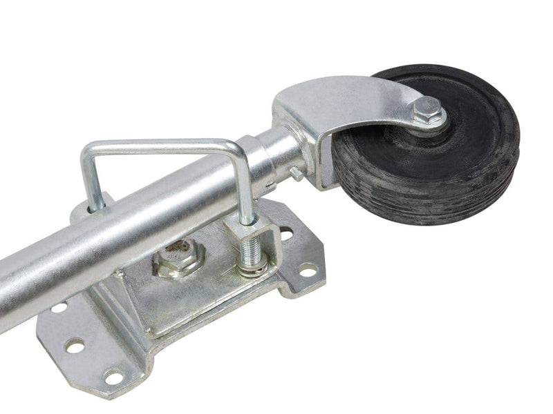 Jockey Wheel 150mm Solid Rubber Wheel with swivel bracket and folding handle for easy storage.