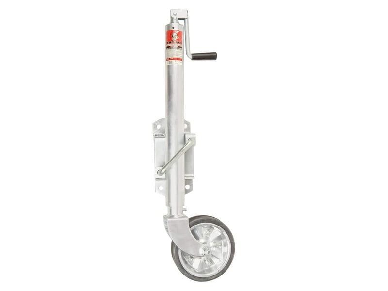 Jockey Wheel - HD - Solid Tyre with swivel bracket and folding handle for easy storage.