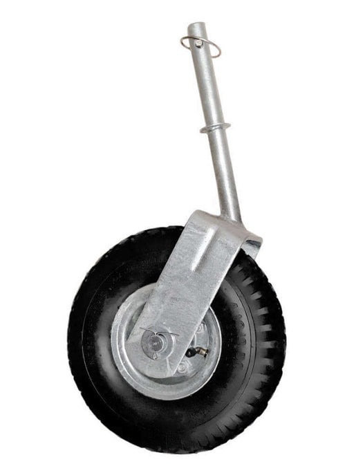 Jockey Wheel 300mm x 4mmPneumatic Tyre 180kg Capacity for trailers, fixed type, reliable, weldable design.
