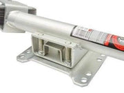 Jockey Wheel - Solid Tyre 200mm Swivel Type with multi-fit swivel bracket and bolts on a gray surface.