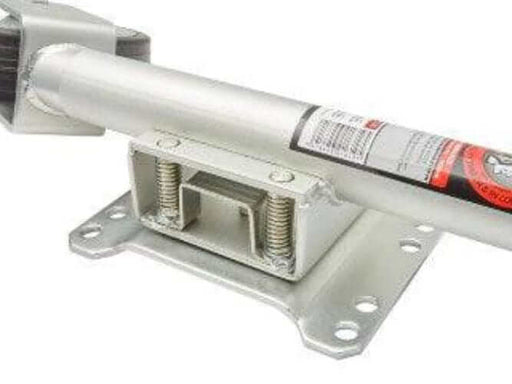 Jockey Wheel - Solid Tyre 200mm Swivel Type with multi-fit swivel bracket and bolts on a gray surface.