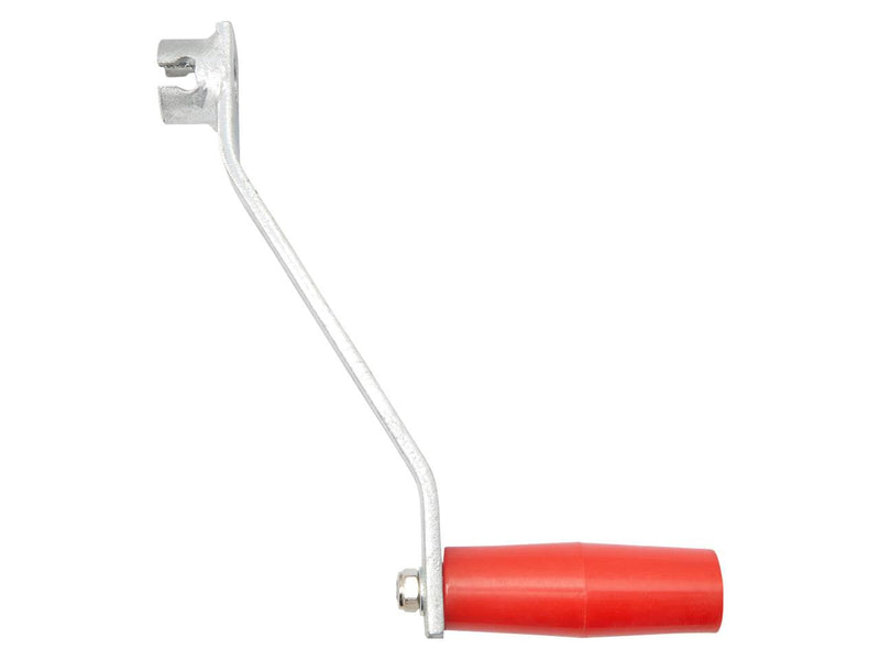 1:1 Manual Trailer Winch handle with a red grip and metal arm for efficient towing.