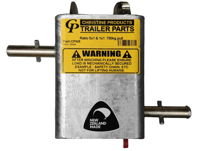 Cp Winch 5:1 750kg - 1 Handle: trailer parts, mechanical load secure warning, New Zealand made product