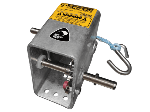 Cp Winch 5:1 750kg - 1 Handle & Rope showing metal construction and hook for trailer use.