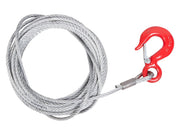 Manual Trailer Winches 15 to 1 Wide Body winch rope with red hook for towing and hauling applications.